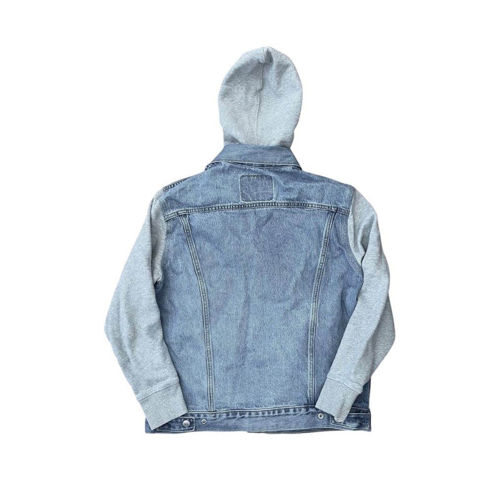 Levi’s Men’s Hybrid Hoodie Trucker Jacket Denim Gray Fleece M - Picture 3 of 9